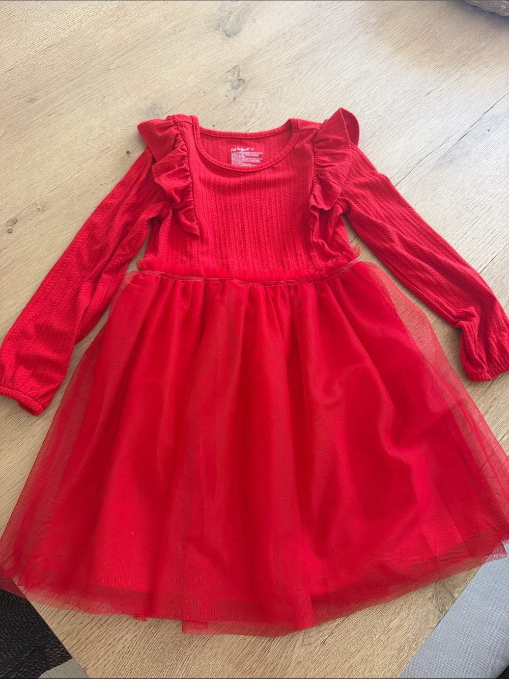 Cat & Jack Red Long-Sleeve Tulle Party Dress